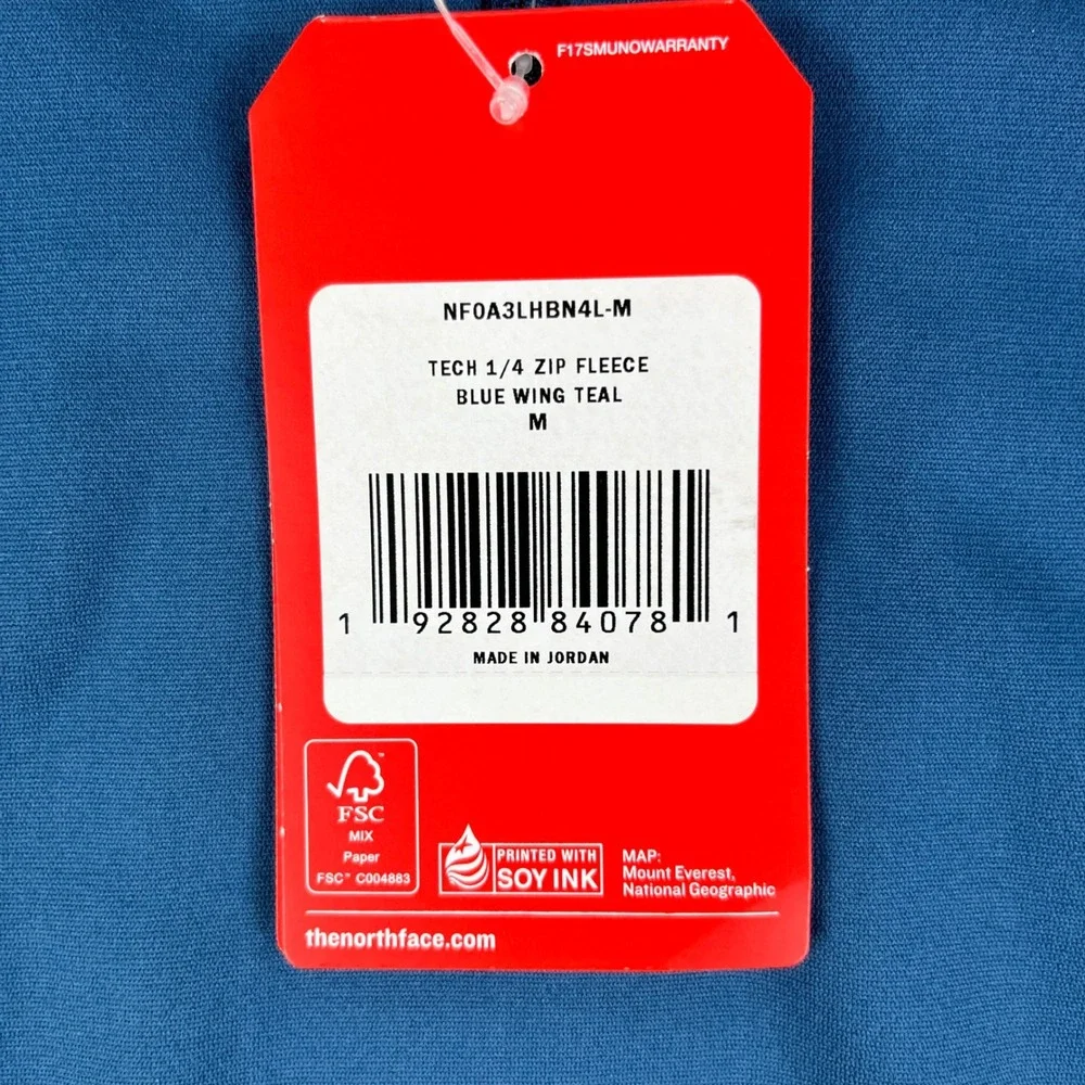 new The North Face Tech 1/4 Zip Fleece Men Medium Blue Wing Teal BFGoodrich Tire